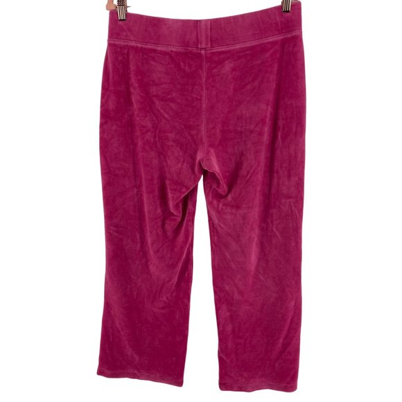 Talbots Women's Size Large Petite Fuchsia Velour Straight-Leg Stretchy Pants - Picture 2 of 4